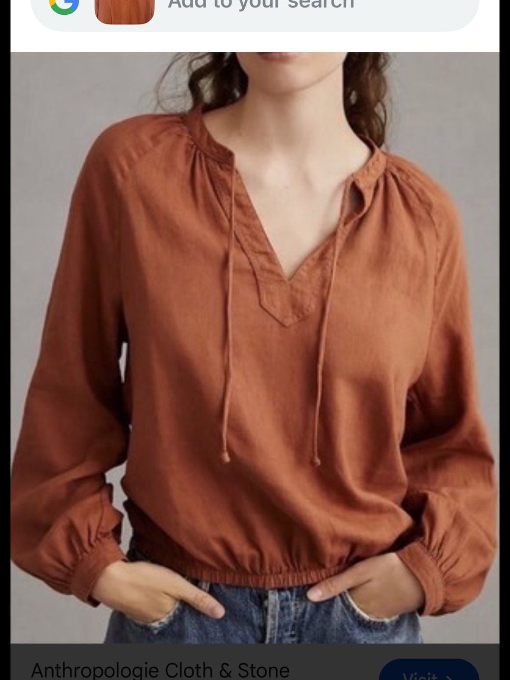cloth & stone Rust Tie-Neck Peasant Tunic